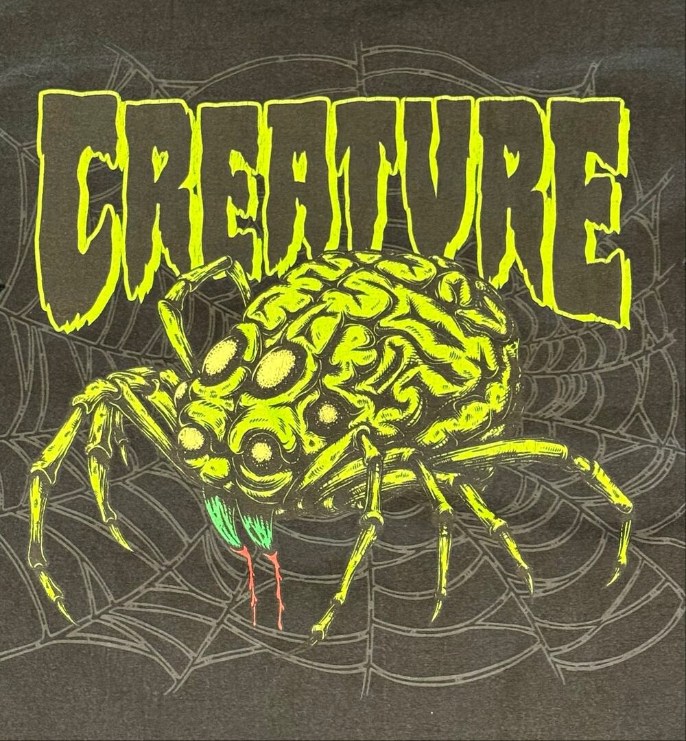 Creature Skateboards Brain Spider Graphic T-Shirt Black Skate Tee Large
